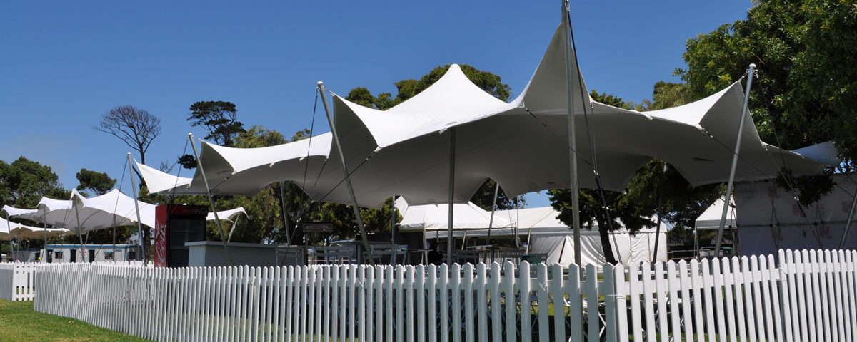 Corporate stretch tents - floating canopy at the races
